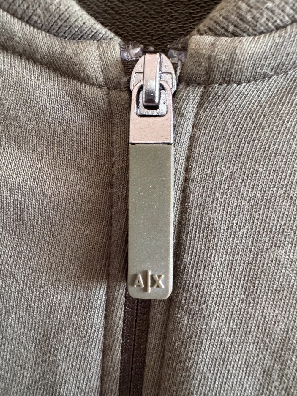 Armani Exchange Men's Dark Olive Green Full-Zip Knit Jacket
